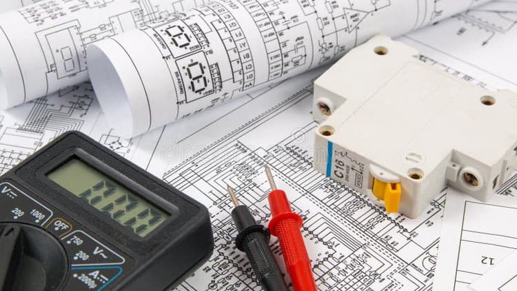 Electrical blueprints and multimeter